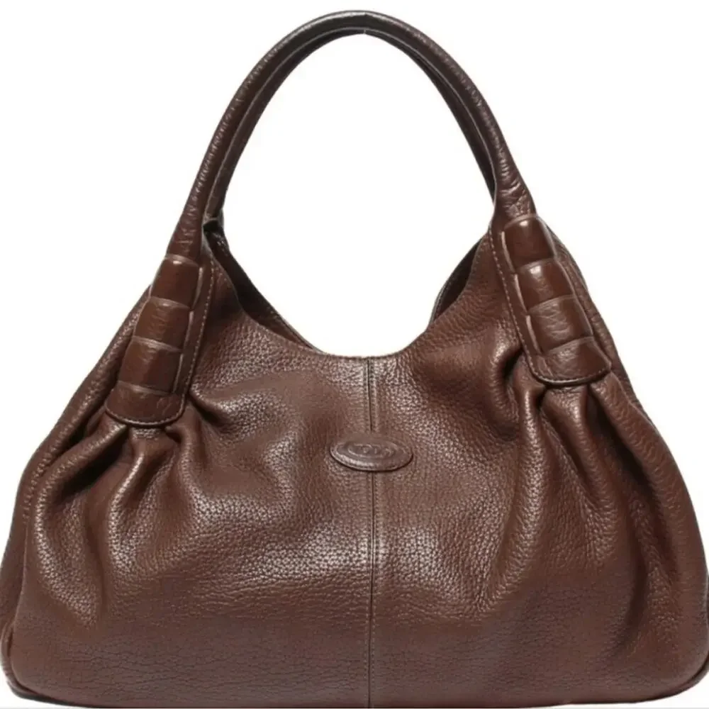 TOD'S EUC XL PEBBLED LEATHER HOBO BAG SATCHEL.